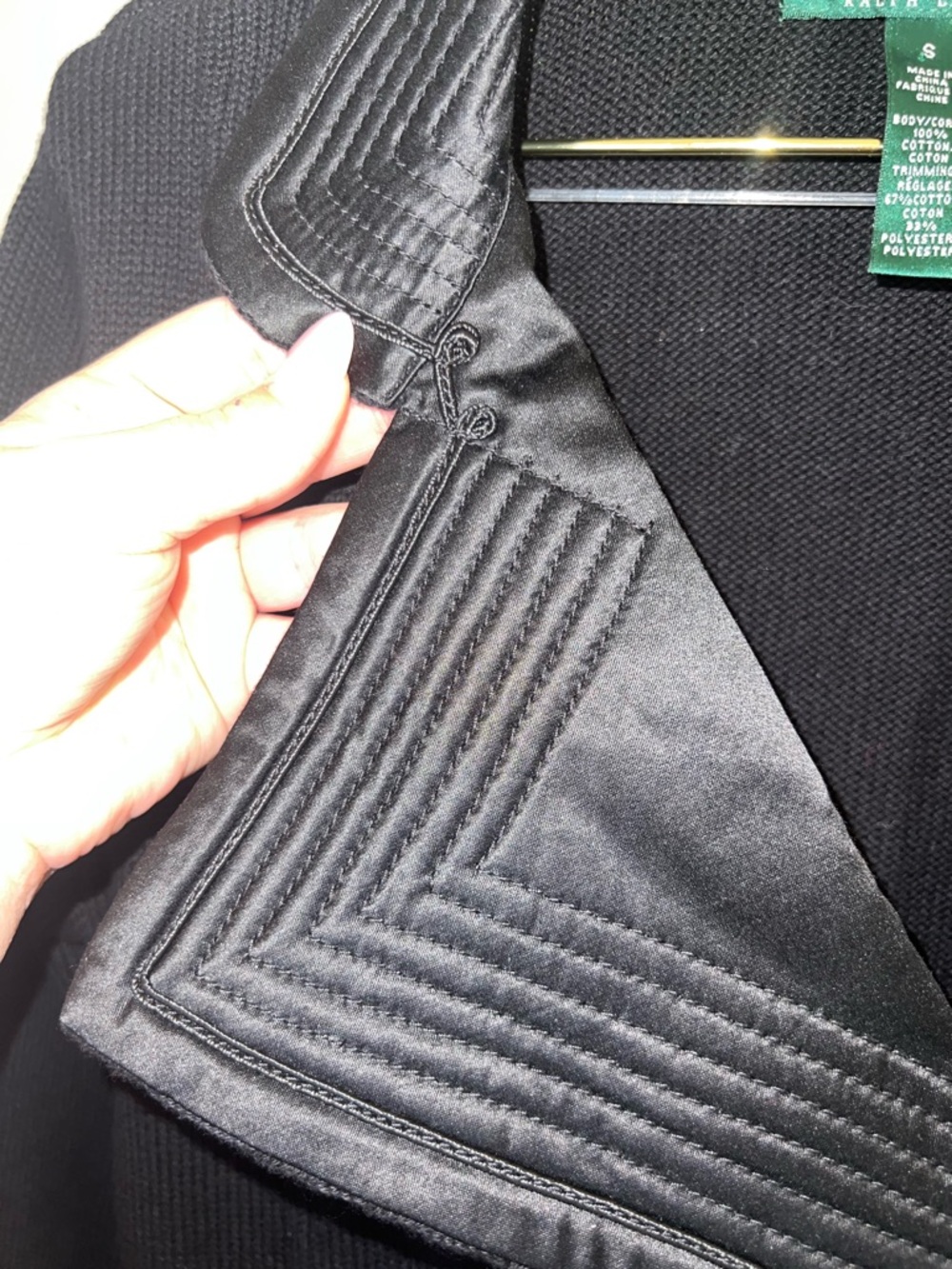 Lauren Ralph Lauren Black Military Knit Jacket Gold Crest Buttons Small - Picture 8 of 15